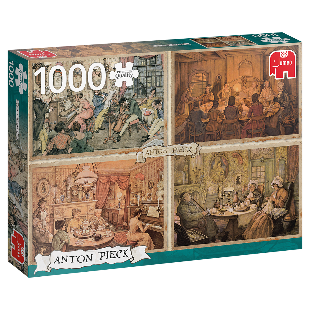 Jumbo Spiele 18856 Jumbo Puzzle - # 1000 - Unterhaltung im Wohnzimmer